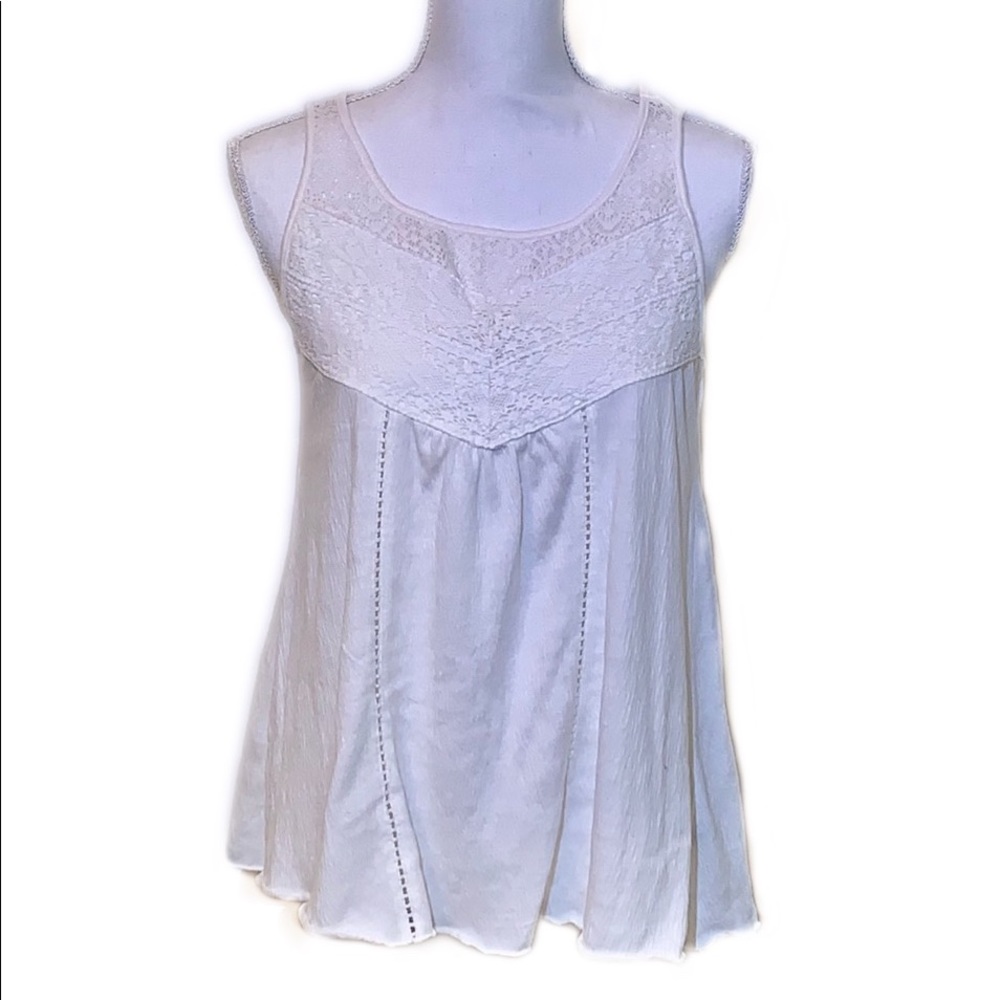 ★ French Laundry Flowy White Tank w/Open Back